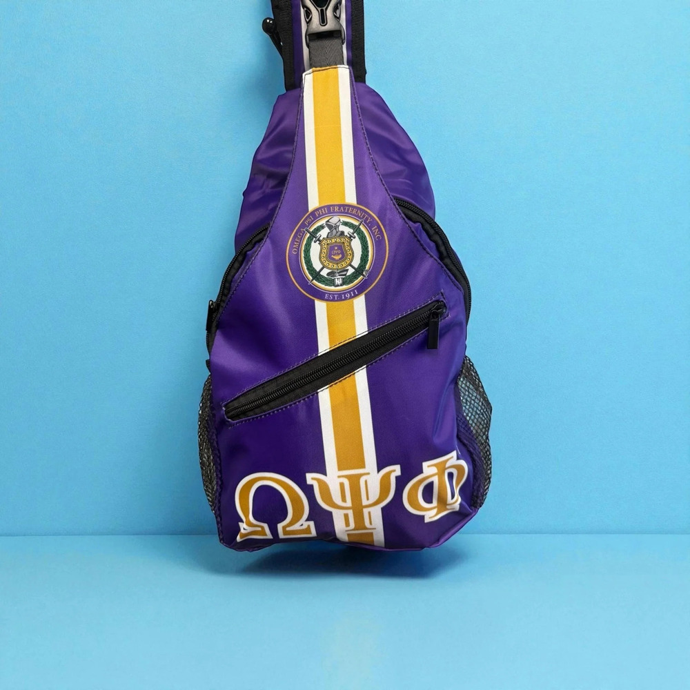 Omega Psi Phi Purple Sling Bag | Adjustable Crossbody Backpack